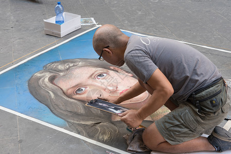 意大利佛罗伦萨街头画家背景图片