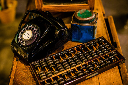 老式打字机老式电话珠算背景