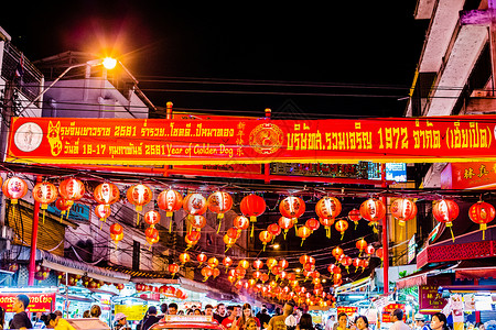 泰国唐人街夜景曼谷唐人街元宵节背景