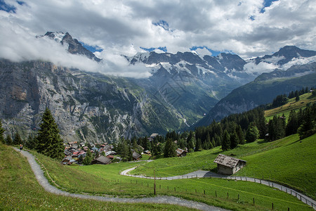 瑞士著名的旅游目的地米伦小镇风光高清图片