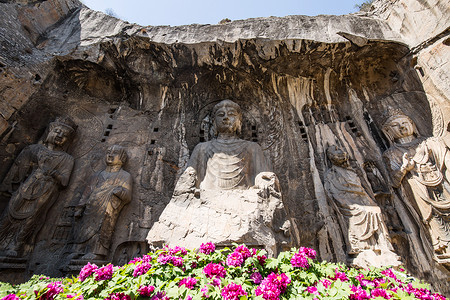 洛阳龙门石窟的大佛背景图片