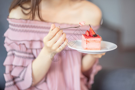 美食娱乐甜美的女生吃甜品背景