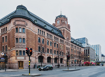 北欧建筑物瑞典斯德哥尔摩街景背景