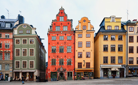北欧建筑物瑞典斯德哥尔摩老城区背景