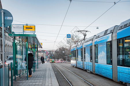芬兰赫尔辛基有轨列车站高清图片