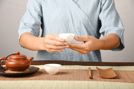 吃茶去在茶会上泡茶品茶背景