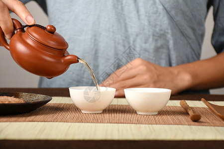 茶文化茶空间在茶会上泡茶品茶背景
