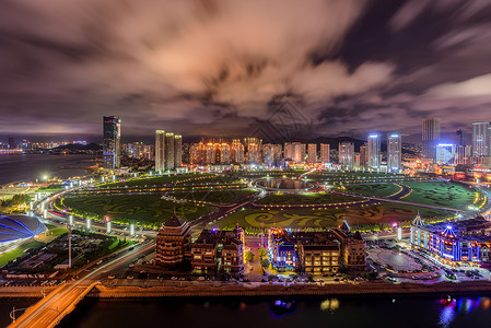 圆形广场城市建筑灯光夜景背景