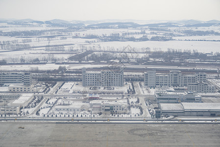 长春机场航拍吉林长春雪景背景