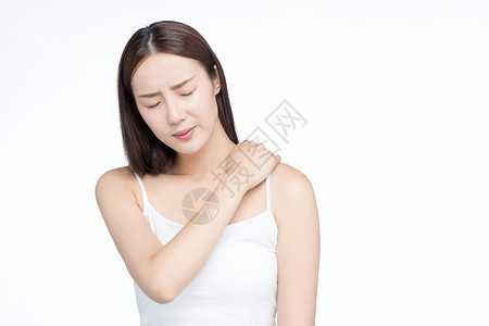 女性肩旁疼肩膀不舒服高清图片