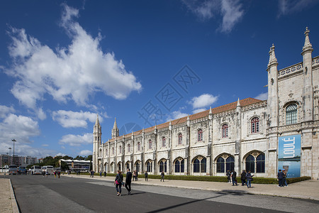 里斯本街景葡萄牙里斯本热罗尼莫斯修道院背景