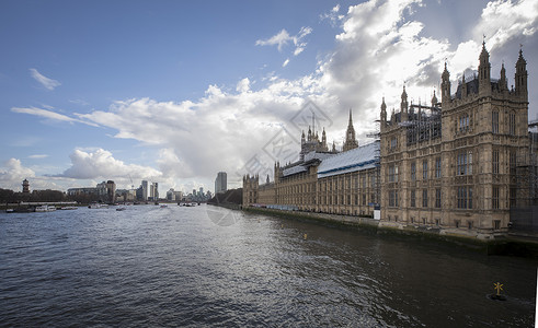 英国钟楼伦敦泰晤士河风光背景