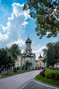 满洲里套娃广场谢尔盖耶夫镇修道院背景