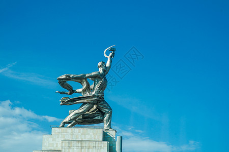 莫斯科国民经济成就展览中心雕像高清图片