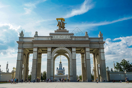 莫斯科国民经济成就展览中心大门背景图片