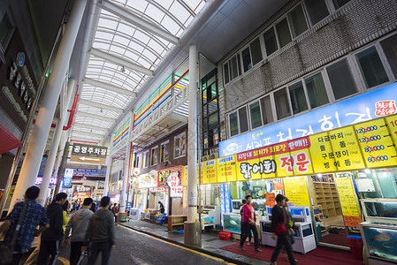 美食市场韩国首尔传统市场背景