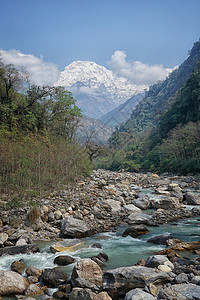 尼泊尔ABC徒步山路风光风景高清图片