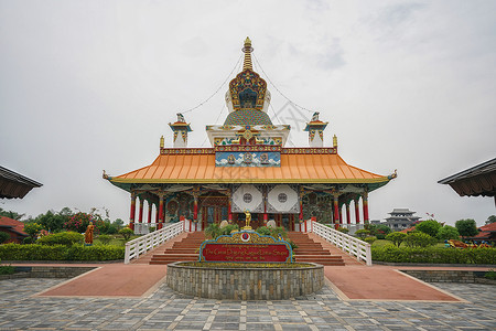 尼泊尔佛塔尼泊尔蓝毗尼佛教寺庙背景