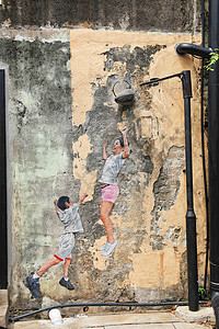 马来西亚槟城街头壁画图片