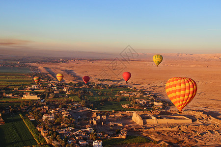 爆谷埃及卢克索帝王谷热气球背景