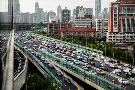 上班堵车高架交通堵车背景