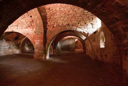 韦斯卡省西班牙韦斯卡地区圣詹德拉佩拉修道院内地下建筑空间背景