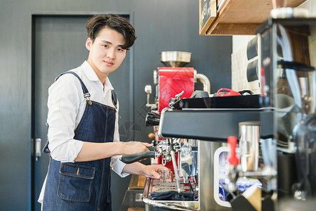 咖啡馆咖啡师背景图片