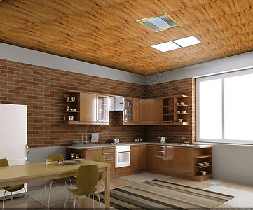 原色素材实木原色厨房效果图设计图片