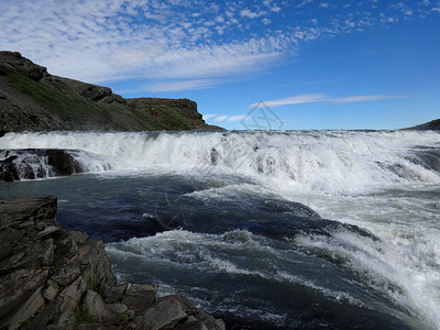 震撼视觉冰岛黄金瀑布第一级的大瀑布坡背景
