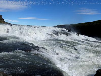 冰岛黄金瀑布第一级的大瀑布坡高清图片