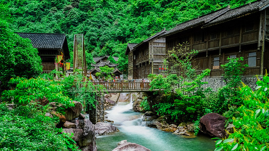 江西抚州资溪大觉山古镇景区风光背景