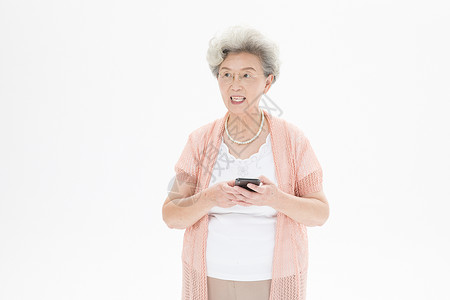 老年奶奶使用手机背景图片