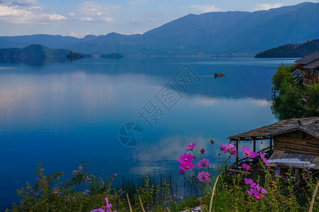 泸沽湖里格半岛云南丽江泸沽湖背景