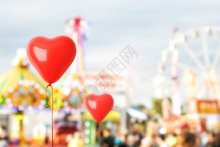大型游乐场七夕情人节心形气球设计图片