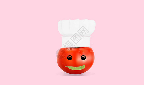 戴厨师帽的番茄背景图片