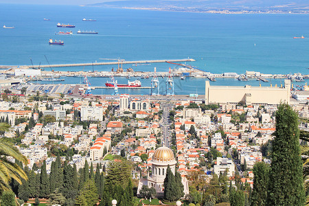 以色列建筑以色列港口城市海法背景