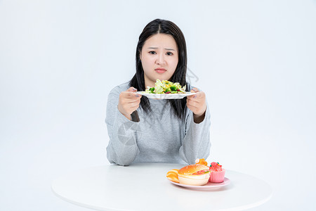 减肥节食胖女生健康生活背景