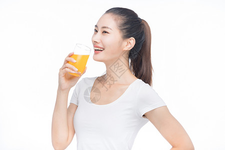 美女喝果汁美女喝橙汁高清图片