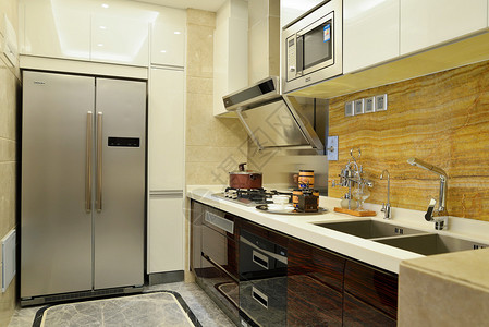 暖色系厨房效果图背景图片