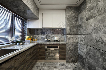 现代灰色厨房效果图图片
