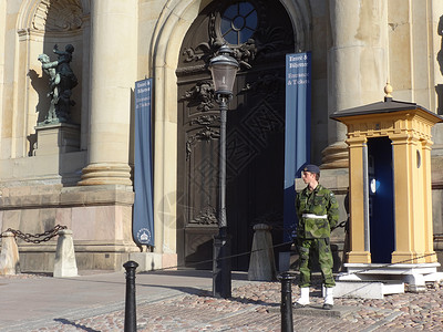 瑞典皇宫门外的警卫背景