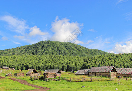 少数民族房屋新疆禾木村背景