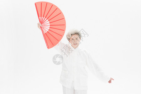 雨伞骨架老年奶奶功夫扇运动背景