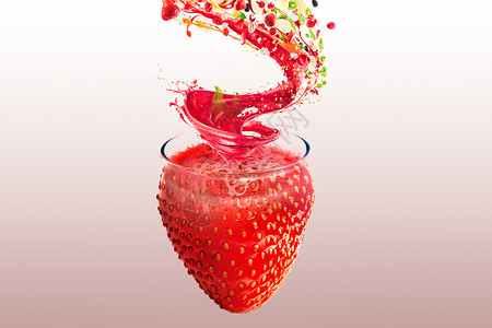 营养草莓果盘创意水果果汁设计图片