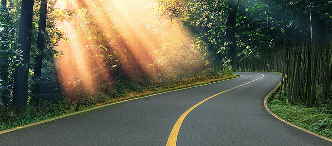 道路森林创意光芒道路设计图片