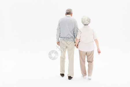 老人背影白色老年夫妇背影背景