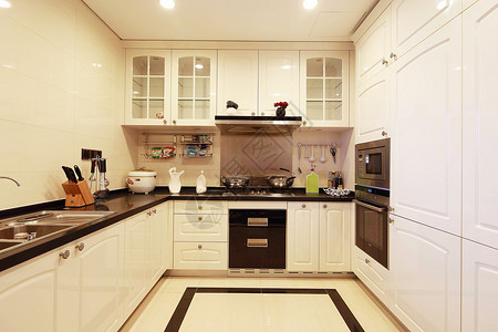 现代浅色厨房效果图背景图片