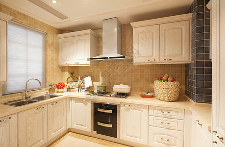 现代浅色厨房效果图背景图片