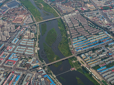 海拉尔空中景观海拉尔城市上空俯视全景背景