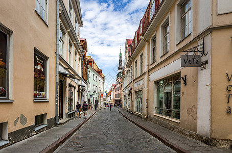 北欧文化北欧爱沙尼亚首都塔林老城旅游风光背景
